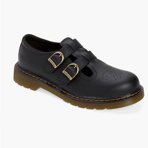 Dr. Martens Black Kids Dress Shoes with Gold Buckles